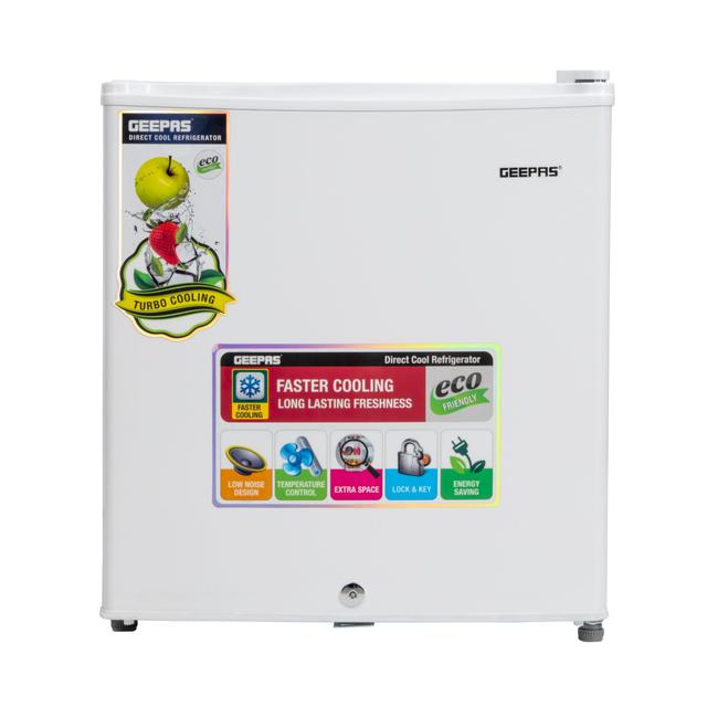 Geepas GRF654WPE 60L Single Door Refrigerator - Portable Low Noise Separate Chiller Compartment, Compact Recessed Handle & Adjustable Thermostat - Ideal for Retailers, Home, Bachelor's, Medical Shops & More - 2 Years Warranty - SW1hZ2U6MTQyOTYx