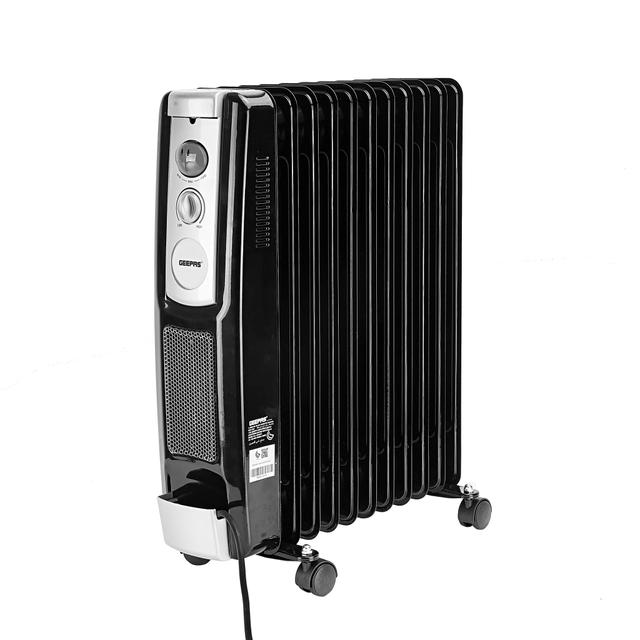 Geepas GRH9101 11 Fins Oil Filled Radiator Heater with Fan 2400W - 3 Speed Adjustable thermostat with Power Indicator & Silent Operation - Ideal For Home, Caravan or Office - 2 Years Warranty - SW1hZ2U6MTQzMDE5