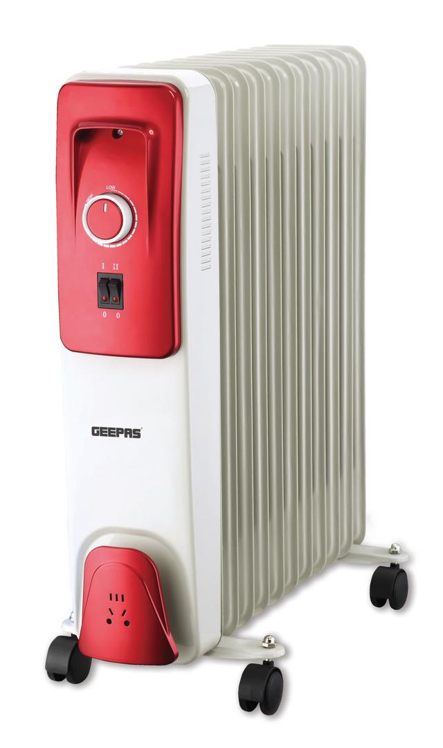 Geepas GRH9103 2000W 11 Fins Oil Filled Radiator Heater with Fan - 3 Speed Adjustable thermostat with Power Indicator & Over Heat protection - Ideal for Home, Caravan or Office - 2 Years Warranty - SW1hZ2U6MTUyMTcx