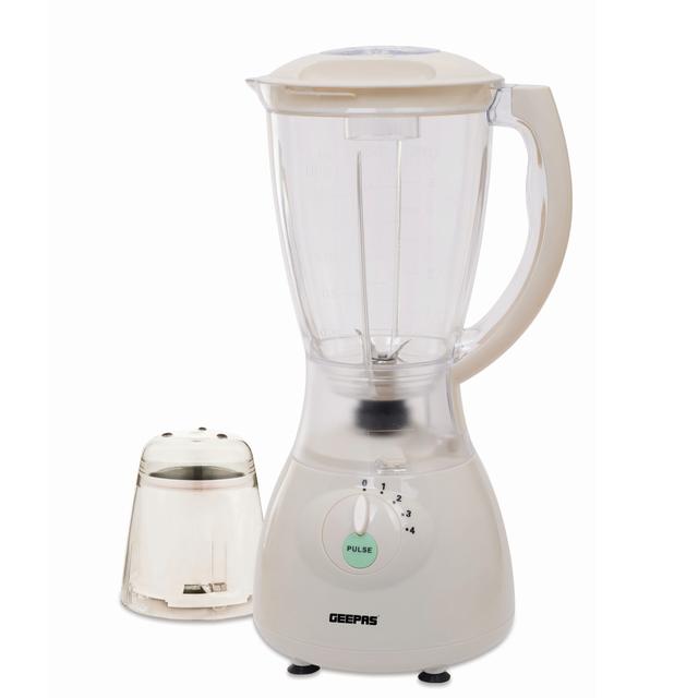 Geepas GSB5484 400W Multi-function Glass Jug Blender Smoothie Maker - Stainless Steel Cutting Blades, 4 Speed Control with Pulse - 1.5L PS Jar - Powerful Motor Blender & Ice Crusher - 2 Years Warranty - SW1hZ2U6MTQzNDYz
