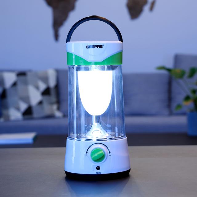 Geepas GSE5589 Rechargeable Solar LED Lantern - Multi-Functional Camping Emergency Lantern - Solar Lantern, 25 Hours Working- Perfect for Power Outages - SW1hZ2U6MTQzNjU4