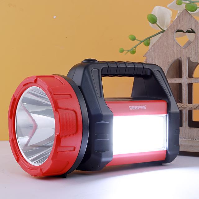 Geepas Rechargeable Search Light with Lantern - Hand held LED Torch 16 Hours Working with 2000mAh Battery - Perfedt for Camping, Trekking, Outdoor- 2 Years Warranty - SW1hZ2U6MTUyMjQ3