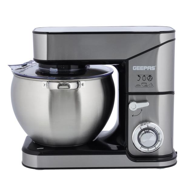 Geepas GSM43041 2000W Stand Mixer - 10L Stainless Steel Mixing Bowl for Bread & Dough, Tilt-Up Head - 6 Speed with Pulse - Power Indicator - 2 Year Warranty - SW1hZ2U6MTUzOTUy