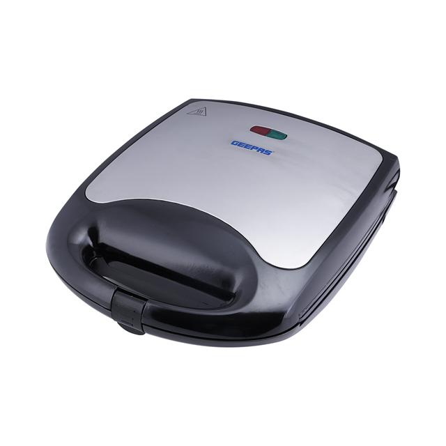 Geepas GST5391 1100W 4 Slice Sandwich Maker - Cooks Delicious Crispy Sandwiches - Cool Touch Handle, Automatic Temperature Control and Non-Stick Plate - Breakfast Sandwiches & Cheese Snack - 2 Years Warranty - SW1hZ2U6MTQ0MjE1