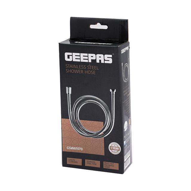 Geepas Shower Hoses Made of Stainless Steel with Chrome Coating, Durable and Sleek Shower Head and Hose Kits for All Types of Bathrooms - 1 Year Warranty - SW1hZ2U6MTQ0NzYw