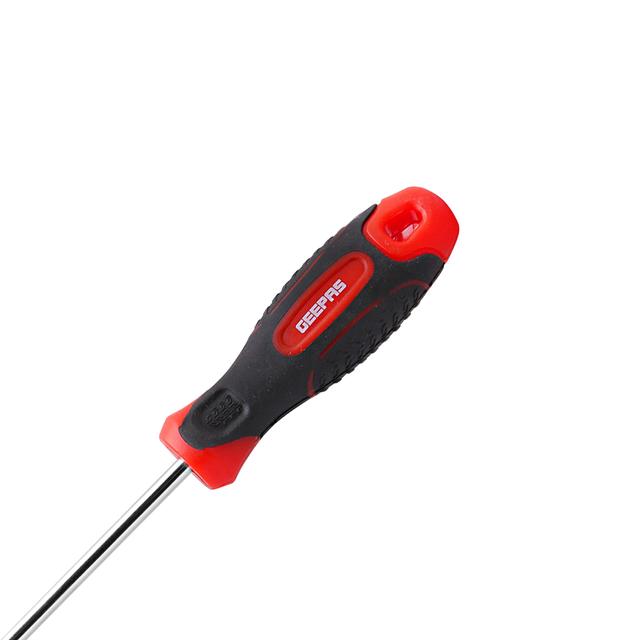 Geepas Precision Screwdriver - Slotted With Soft Grip Rubber Insulated Ergonomic Handle Cr-V Build Magnetic Tip And Hanging Hole For Easy Carry Bicolored Red/Black (Sl 5x200mm) - SW1hZ2U6MTQ1Mzg0