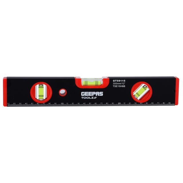 Geepas Gt59115 12" Spirit Level - Portable Size With Al Frame | 3 Solid Blocks 1.0mm/M Accuracy Ideal For Engineers Civil Workers Diyer & More - SW1hZ2U6MTQ1NjI3