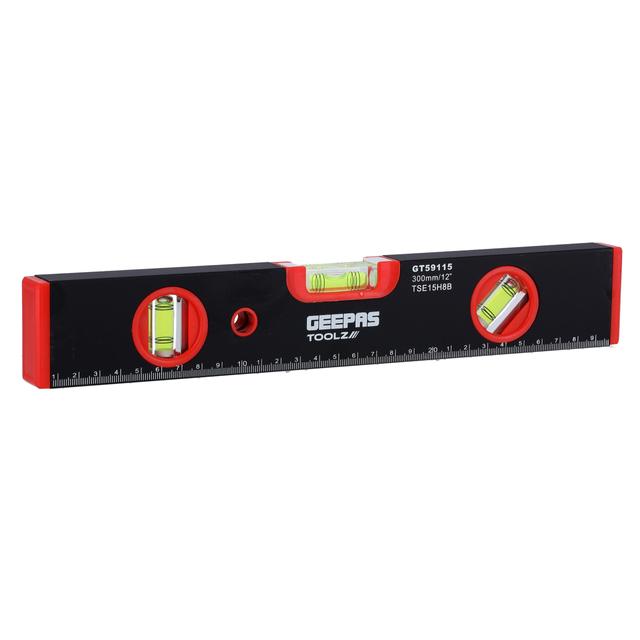 Geepas Gt59115 12" Spirit Level - Portable Size With Al Frame | 3 Solid Blocks 1.0mm/M Accuracy Ideal For Engineers Civil Workers Diyer & More - SW1hZ2U6MTQ1NjMx