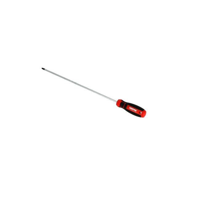 Geepas GT59228 Precision Screwdriver - Phillips Screwdriver Rubber Insulated Ergonomic Handle - CR-V Build, Magnetic Tip - Bi colored Red/Black - (PH2x325mm) - SW1hZ2U6MTQ5NTc5