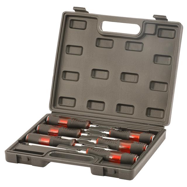 مجموعة مفكات براغي عدد 6 لون أسود وأحمر جيباس Professional 6 Pc Screwdriver Set with Storage Case Kit - SW1hZ2U6MTQ2NjAy