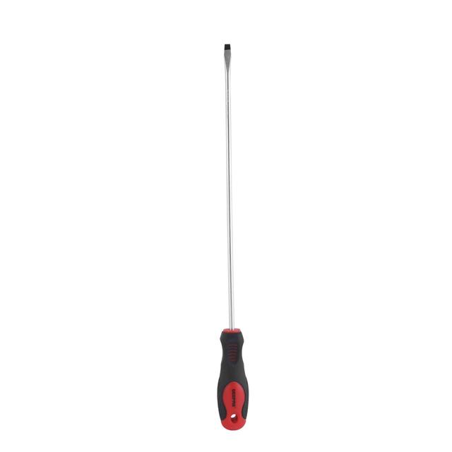Geepas Precision Screwdriver Slotted With Soft Grip Rubber Insulated Ergonomic Handle Crv Build Magnetic Tip And Hanging Hole For Easy Carry Bicolored Red/Black (Sl 6.5x325mm) - SW1hZ2U6MTQ2NjUx