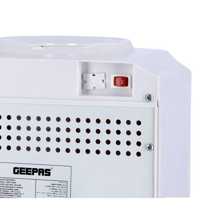 Geepas GWD17020 Hot & Normal Water Dispenser - Stainless Steel Tank -Top Loading with 2 Taps - Ideal for Home/Office/Shop & More - 2 Years Warranty - SW1hZ2U6MTQ3ODQ3