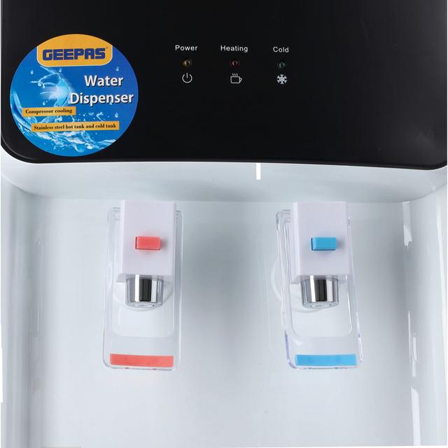 Geepas GWD8356 Water Dispenser - Hot & Cold Water Dispenser - Stainless Steel Tank, Compressor Cooling System, Child Lock - 2 Tap - 1L Hot and 2.8L Cold Water Capacity - 2 Years Warranty - SW1hZ2U6MTQ3OTM4