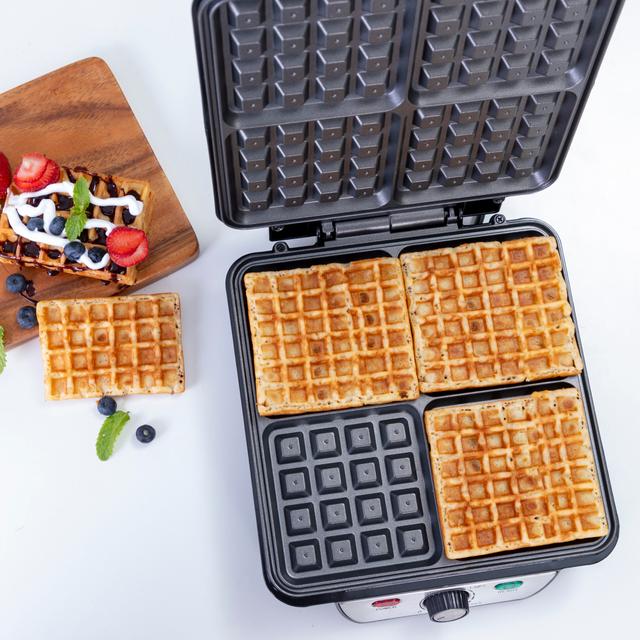 Geepas GWM5417 Electric Waffle Maker 1100W- 4 Slice Non-Stick Electric Belgian Waffle Maker with Adjustable Temperature Control - Pre-heating, Cool Touch Body & Handle - Automatic Safety Protection - SW1hZ2U6MTQ4MDk3