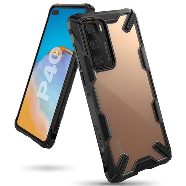 Ringke Cover for Huawei P40 Case Hard Fusion-X Ergonomic Transparent Shock Absorption TPU Bumper [ Designed Case for Huawei P40 ] - Black - Black - SW1hZ2U6MTMwNjI2