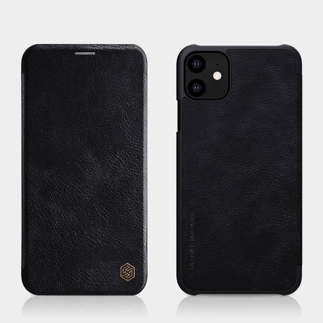 Nillkin iPhone 11 Flip Cover Qin Flip Series Leather Mobile Case - Black - Black - SW1hZ2U6MTIzMDIw
