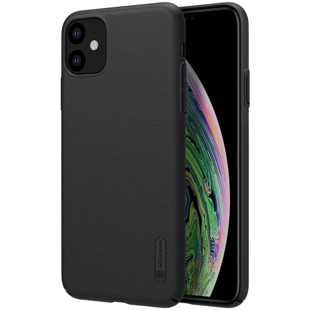 Nillkin iPhone 11 Mobile Cover Super Frosted Hard Phone Case with Stand - Black - Black - SW1hZ2U6MTIyNDE4