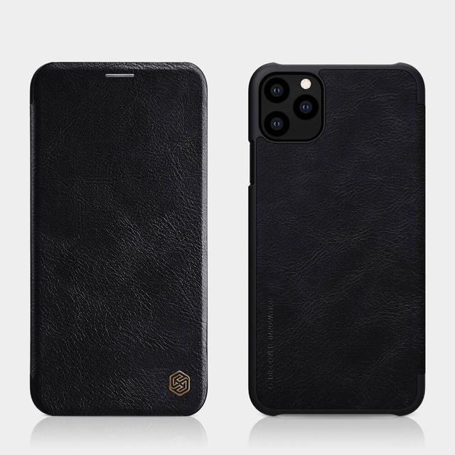 Nillkin iPhone 11 Pro Flip Cover Qin Flip Series Leather Mobile Case - Black - Black - SW1hZ2U6MTIzMDMx
