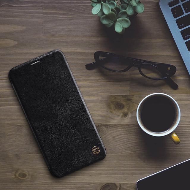 Nillkin iPhone 11 Pro Flip Cover Qin Flip Series Leather Mobile Case - Black - Black - SW1hZ2U6MTIzMDMz