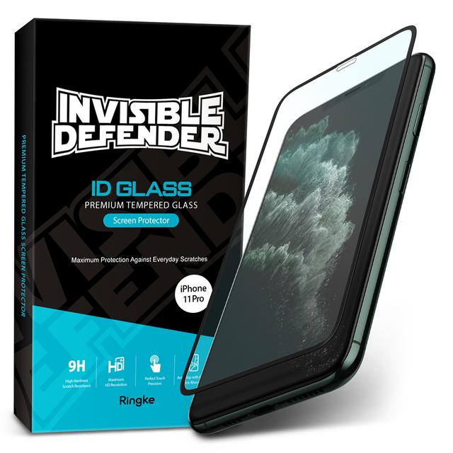 Ringke iPhone 11 Pro Tempered Glass Screen Protector Invisible Defender Full Coverage Screen Guard Compatible with iPhone 11 Pro / iPhone XS - Black - Black - SW1hZ2U6MTMxMDk0