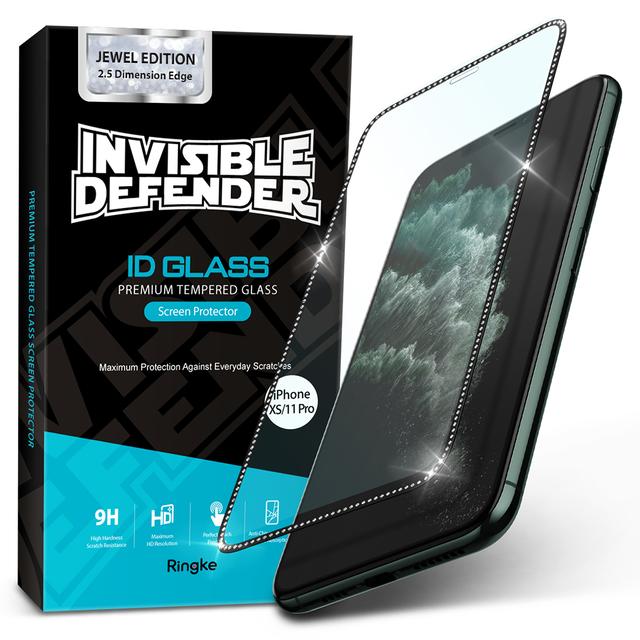 Ringke Invisible Defender Full Coverage Tempered Glass Screen Protector [Jewel Edition] Designed for iPhone 11 Pro Screen Protector (2019) (1 Pack) - Clear - SW1hZ2U6MTMwNTM4