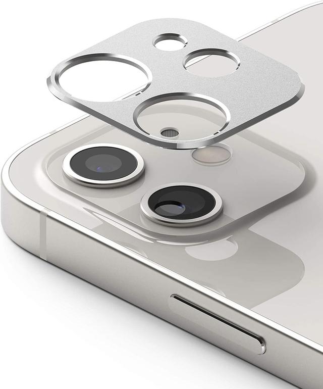 Ringke Camera Styling Compatible with Apple iPhone 12 Camera Lens Protector Aluminum Frame Tough Styling Bezel [ Designed Lens Protector for iPhone 12 ] - Silver - Silver - SW1hZ2U6MTI5ODY4