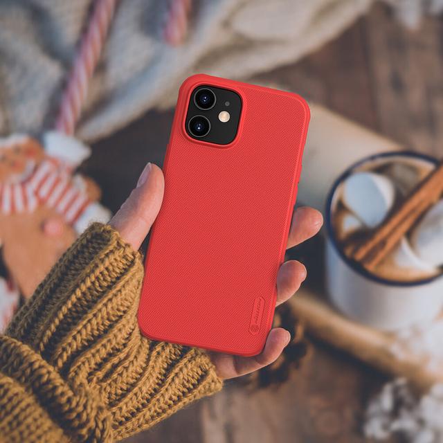 Nillkin Cover Compatible with iPhone 12 Mini Case Super Frosted Shield Pro Hard Phone Cover [ Slim Fit ] [ Designed Case for iPhone 12 Mini ] - Red - Red - SW1hZ2U6MTIyMDE4