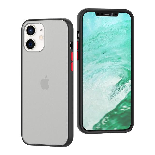 O Ozone iPhone 12 Mini Case, Bumper Edge Slim Ultra-Thin Lightweight Frosted Translucent Matte Protective Bumper Cover [ Designed Case for iPhone 12 Mini ] - Black - Black - SW1hZ2U6MTI0Njc3