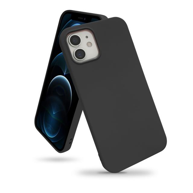 O Ozone Compatible Case for iPhone 12 Mini, Classic Liquid Silicone Series Slim Gel Rubber Full Body Protection Soft Flexible Cover [Supports Wireless Charging] - Black - Black - SW1hZ2U6MTIzMTgx