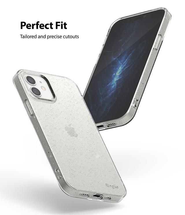 Ringke Air Design Transparent Cover for iPhone 12 Mini Case (5.4 Inch) Soft Lightweight Strong TPU Flexible Shockproof [ Perfect Fit Case for iPhone 12 Mini ] - Glitter Clear - Glitter Clear - SW1hZ2U6MTI3MjE5