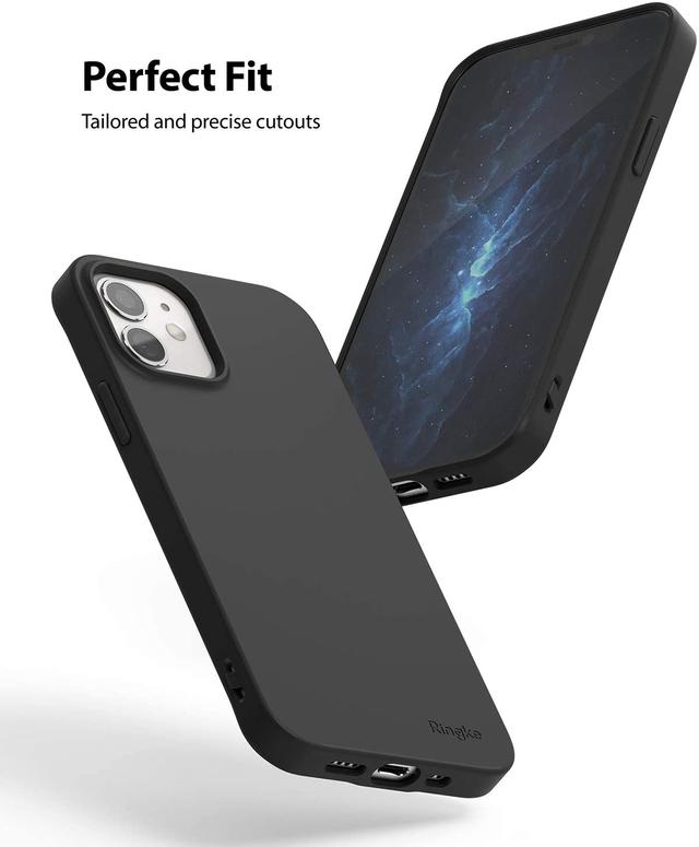 Ringke Cover for Apple iPhone 12 Mini Case (5.4 Inch) Air-S Series Thin Flexible Shockproof Slim TPU Lightweight Cover [ Anti-Slip ] [ Designed Case for iPhone 12 Mini ] - Black - Black - SW1hZ2U6MTI5NTgz