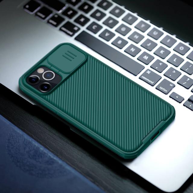 Nillkin Case for iPhone 12 / 12 Pro Cover Hard CamShield with Camera Slide Protective Cover [ Perfect Design Compatible with Apple iPhone 12 / iPhone 12 Pro (6.1 Inch) ] - Green - Green - SW1hZ2U6MTIyNDky