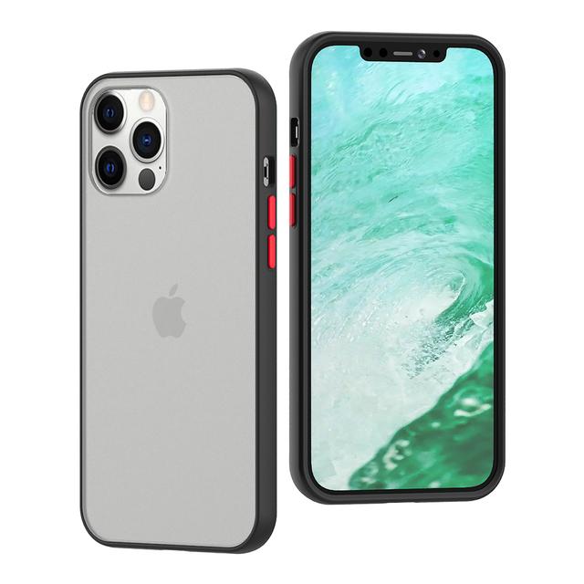 O Ozone iPhone 12 Pro / iPhone 12 Case, Bumper Edge Slim Ultra-Thin Lightweight Frosted Translucent Matte Protective Bumper Cover [ Designed Case for iPhone 12 Pro / iPhone 12 ] - Black - Black - SW1hZ2U6MTI2NTQ1