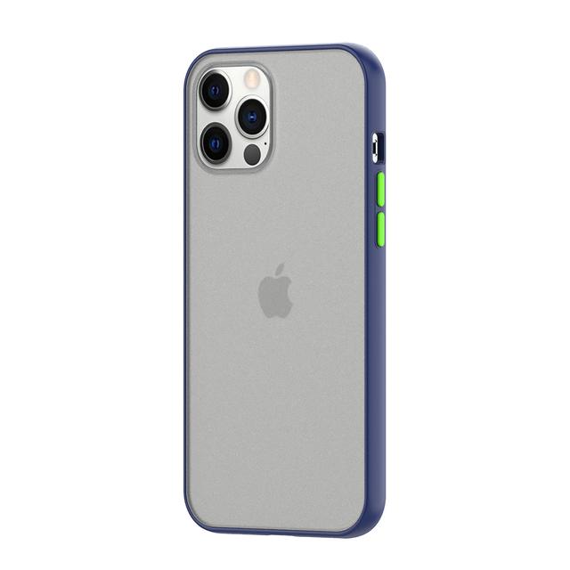 O Ozone iPhone 12 Pro / iPhone 12 Case, Bumper Edge Slim Ultra-Thin Lightweight Frosted Translucent Matte Protective Bumper Cover [ Designed Case for iPhone 12 Pro / iPhone 12 ] - Navy Blue - Navy Blue - SW1hZ2U6MTI1NDE1