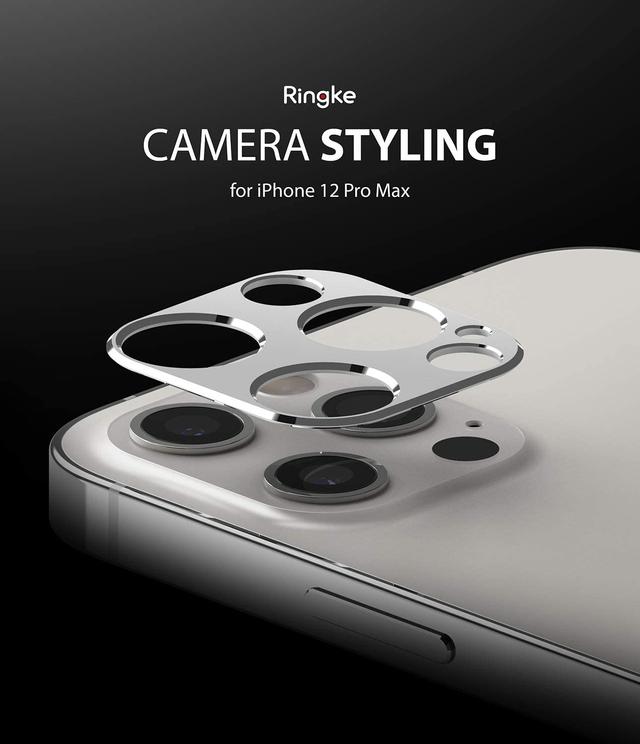 Ringke Camera Styling Compatible with Apple iPhone 12 Pro Camera Lens Protector Aluminum Frame Tough Styling Bezel [ Designed Lens Protector for iPhone 12 Pro ] - Silver - Silver - SW1hZ2U6MTI5NjQ5