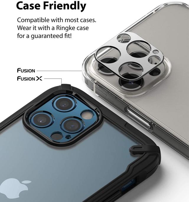 Ringke Camera Styling Compatible with Apple iPhone 12 Pro Camera Lens Protector Aluminum Frame Tough Styling Bezel [ Designed Lens Protector for iPhone 12 Pro ] - Silver - Silver - SW1hZ2U6MTI5NjUx