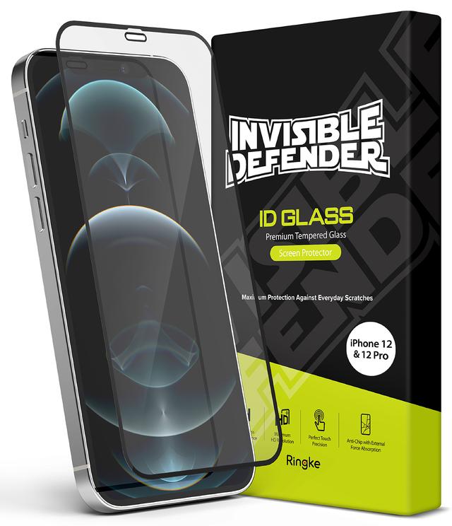 لاصقة حماية شاشة Ringke Glass Screen Protector iPhone 12 / iPhone 12 Pro - Black - SW1hZ2U6MTI4ODE4