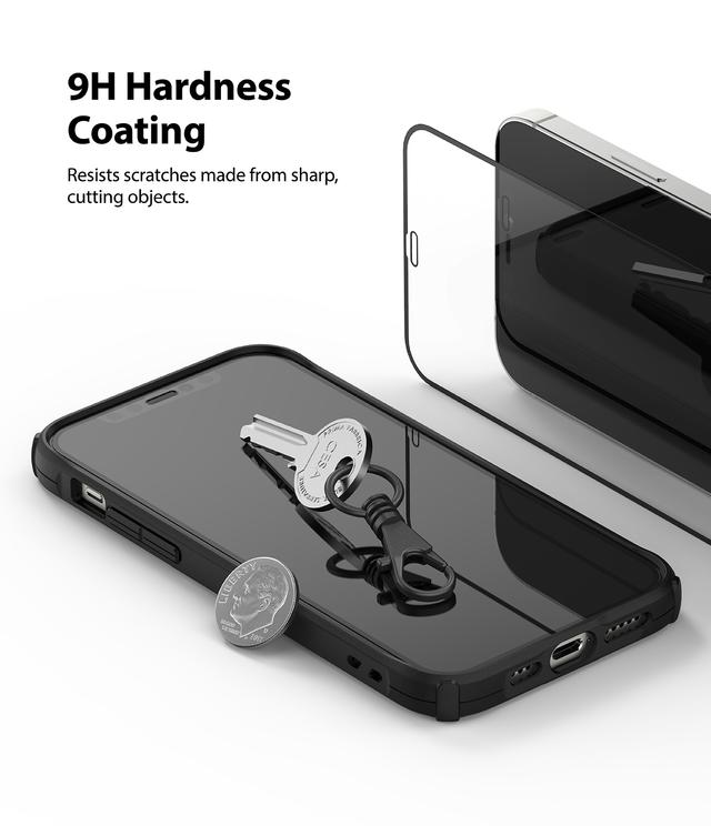 Ringke Compatible with iPhone 12 / iPhone 12 Pro Tempered Glass Screen Protector Invisible Defender Full Coverage Case Friendly [ Deisgned Screen Guard for iPhone 12 / iPhone 12 Pro ] - Black - Black - SW1hZ2U6MTI4ODIw