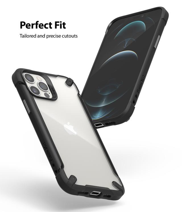 Ringke Fusion-X2 Case Compatible with iPhone 12 Pro, Compatible with iPhone 12, Transparent Back Shockproof Upgraded Side Grip Flexible TPU Phone Cover for 6.1-inch (2020) - Black - Black - SW1hZ2U6MTI3MTM4