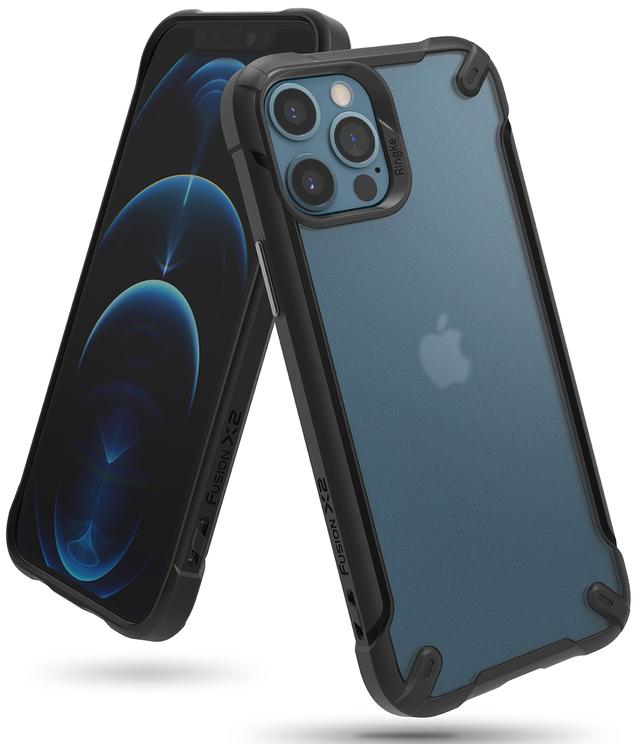 Ringke Fusion-X2 Matte Case Compatible with iPhone 12 Pro, Compatible with iPhone 12, Translucent Frost Back Shockproof Upgraded Side Grip Flexible TPU Phone Cover for 6.1-inch (2020) - Black - Matte Black - SW1hZ2U6MTMxMjEz