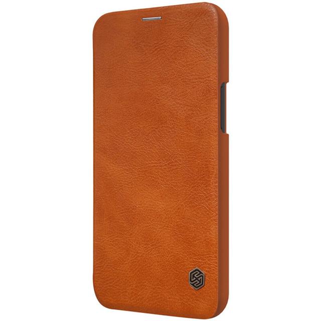 Nillkin Case for iPhone 12 Pro Max (6.7 Inch), Qin Leather Series [With Card Holder] Stylish Cover Durable Slim PU Leather Flip Wallet [ Designed for iPhone 12 Pro Max Case ] - Brown - Brown - SW1hZ2U6MTIzMTA3