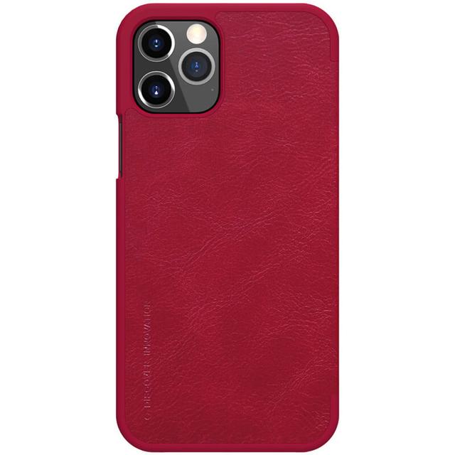 Nillkin Case for iPhone 12 Pro Max (6.7 Inch), Qin Leather Series [With Card Holder] Stylish Cover Durable Slim PU Leather Flip Wallet [ Designed for iPhone 12 Pro Max Case ] - Red - Red - SW1hZ2U6MTIyNDcz