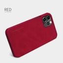 Nillkin Case for iPhone 12 Pro Max (6.7 Inch), Qin Leather Series [With Card Holder] Stylish Cover Durable Slim PU Leather Flip Wallet [ Designed for iPhone 12 Pro Max Case ] - Red - Red - SW1hZ2U6MTIyNDc5