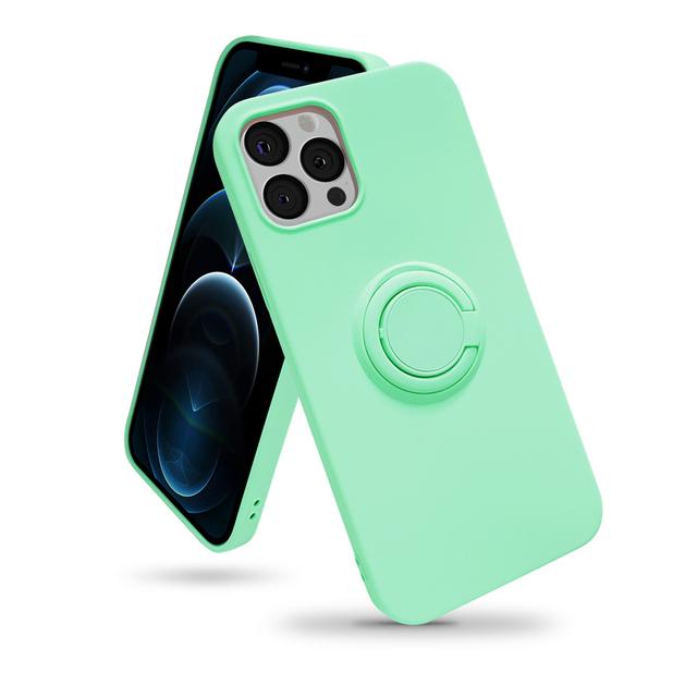 O Ozone Compatible Case for iPhone 12 Pro Max, Classic Liquid Silicone Series with Ring Holder Kickstand Slim Cover Works with Magnetic Car Mount [ Perfect Fit iPhone 12 Pro Max Case ] - Cyan - Cyan - SW1hZ2U6MTI0ODUw
