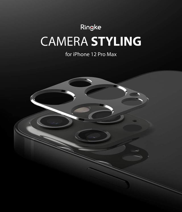 Ringke Camera Styling Compatible with Apple iPhone 12 Pro Max Camera Lens Protector Aluminum Frame Tough Styling Bezel [ Designed Lens Protector for iPhone 12 Pro Max ] - Grey - Grey - SW1hZ2U6MTI5NjYw