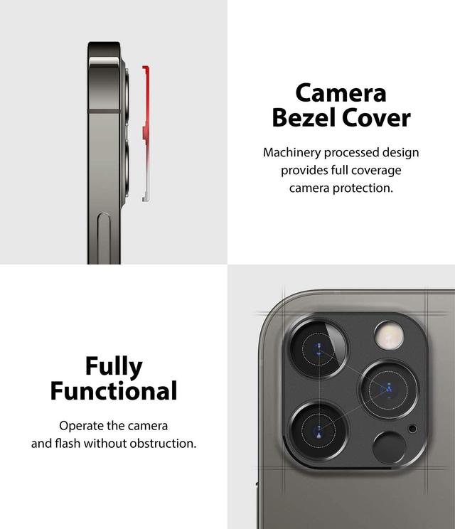 Ringke Camera Styling Compatible with Apple iPhone 12 Pro Max Camera Lens Protector Aluminum Frame Tough Styling Bezel [ Designed Lens Protector for iPhone 12 Pro Max ] - Grey - Grey - SW1hZ2U6MTI5NjY0