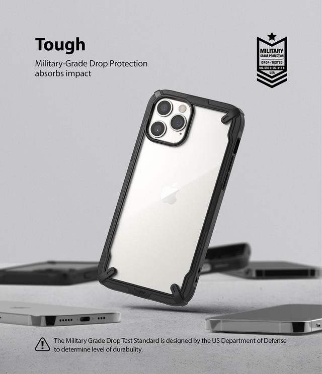 Ringke Cover for iPhone 12 Pro Max Case (6.7 Inch) Hard Fusion-X Ergonomic Transparent Shock Absorption TPU Bumper [ Designed Case for iPhone 12 Pro Max ] - Black - Black - SW1hZ2U6MTI4OTk4