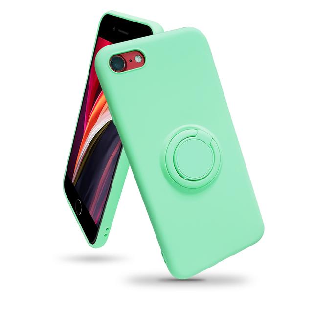 O Ozone Compatible Case for iPhone SE (2020) / iPhone 8, Classic Liquid Silicone Series with Ring Holder Cover Works with Magnetic Car Mount [ Perfect Fit iPhone SE (2020) / iPhone 8 Case ] - Cyan - Cyan - SW1hZ2U6MTIzNTc4