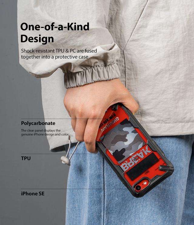 Ringke Cover for iPhone SE [2020] Case Hard Fusion-X Ergonomic Transparent Shock Absorption TPU Bumper [ Designed Case for iPhone SE (2020) ] - Camo Break - Multicolor - SW1hZ2U6MTI5NjA3