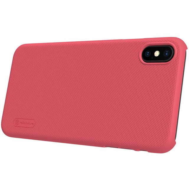 كفر موبايل Nillkin iPhone XS Max Mobile Cover Super Frosted Hard Phone Case with Stand - Red - SW1hZ2U6MTIyMTkz
